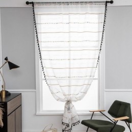 Nordic Sheer Curtains Με Ριγέ Μοτίβο Σε Ημι-Βουάλ Χρώμα