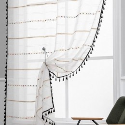 Nordic Sheer Curtains Με Ριγέ Μοτίβο Σε Ημι-Βουάλ Χρώμα