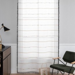 Nordic Sheer Curtains Με Ριγέ Μοτίβο Σε Ημι-Βουάλ Χρώμα