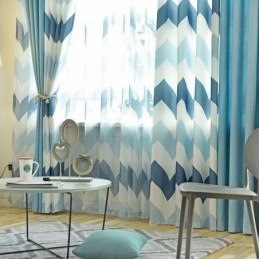 Σκανδιναβική Απλή Διαφανής Κουρτίνα Κατά Παραγγελία Κουρτίνα Με Κυματιστό Σχέδιο Και Τύπωμα Για Σαλόνι
