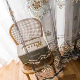 Κουρτίνα Από Τούλι Με Κέντημα, Κατά Παραγγελία, Ευρωπαϊκή, Πολυτελής, Διαφανής Βουάλ, Σαλόνι