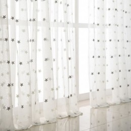 Διαφανής Κουρτίνα Βουάλ Με Κέντημα Αστεριών, Κατά Παραγγελία, Πάνελ Κουρτινών, Σαλόνι, Υπνοδωμάτιο, Γυάλινη Πόρτα, Παράθυρο