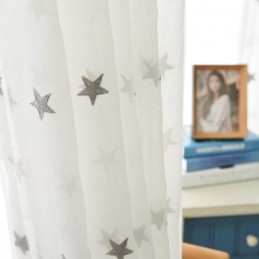 Διαφανής Κουρτίνα Βουάλ Με Κέντημα Αστεριών, Κατά Παραγγελία, Πάνελ Κουρτινών, Σαλόνι, Υπνοδωμάτιο, Γυάλινη Πόρτα, Παράθυρο