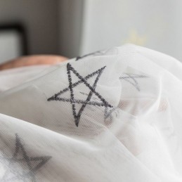 Πολυτελής Κουρτίνα Κεντήματος Κατά Παραγγελία Με Σχέδιο Πενταγράμμου, Διαφανές Σαλόνι, Υπνοδωμάτιο