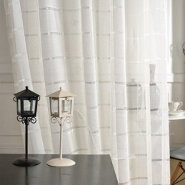 Γεωμετρική Κουρτίνα Ζακάρ Κατά Παραγγελία, Πολυτελές Τούλι, Σαλόνι, Υπνοδωμάτιο