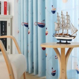 Παιδικές Κουρτίνες Με Τυπωμένα Σχέδια Καράβι, Κουρτίνα Συσκότισης Κατά Παραγγελία Για Παιδικό Υπνοδωμάτιο