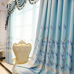 Ευρωπαϊκό Στυλ Κουρτίνα Κατά Παραγγελία Κουρτίνα Βαμβάκι Λινό Κέντημα Φυτά