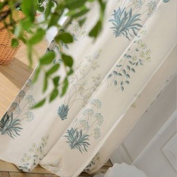 Nordic Curtain Κουρτίνα Κατά Παραγγελία Κουρτίνα Από Βαμβάκι, Τυπωμένα Φυτά