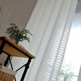 Μοντέρνα Απλή Διαφανής Κουρτίνα Κατά Παραγγελία Με Ρίγες Ζακάρ Για Σαλόνι, Γραφείο, Ευέλικτο Ύφασμα