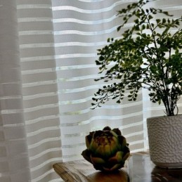Μοντέρνα Απλή Διαφανής Κουρτίνα Κατά Παραγγελία Με Ρίγες Ζακάρ Για Σαλόνι, Γραφείο, Ευέλικτο Ύφασμα