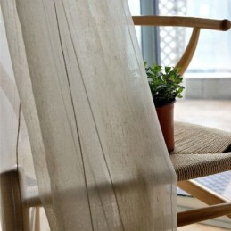 Ιαπωνική Απλή Διαφανής Κουρτίνα Κατά Παραγγελία, Μεγάλες Ρίγες, Ύφασμα Ζακάρ Από Λευκό Λινάρι
