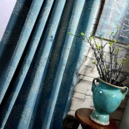 Αμερικανική Αντίκα Κουρτίνα Κατά Παραγγελία Με Μπλε Κύκλο Και Τυπωμένο Σχέδιο
