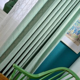 Ιαπωνική Απλή Κουρτίνα Κατά Παραγγελία, Γεωμετρικό Κέντημα, Πράσινο Προστατευτικό Ύφασμα Για Το Περιβάλλον