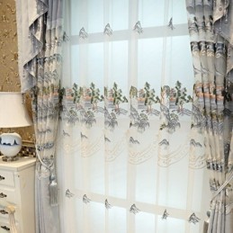 Πολυτελής Διαφανής Κουρτίνα Κατά Παραγγελία Κουρτίνα Από Κεντημένο Τούλι Βουνού Για Σαλόνι/Υπνοδωμάτιο