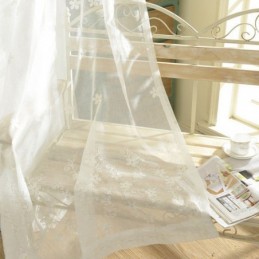 Κεντημένη Κουρτίνα Παραθύρου Κατά Παραγγελία, Λουλουδάτη Λευκή Τούλι Για Σαλόνι/Υπνοδωμάτιο