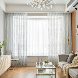 Διαφανείς Κουρτίνες Από Σκανδιναβικό Τούλι, Κομψή Λευκή Κουρτίνα Βουάλ, Κατασκευασμένη Κατά Παραγγελία, Πάνελ Στόρι Για Σαλόνι, Ένα