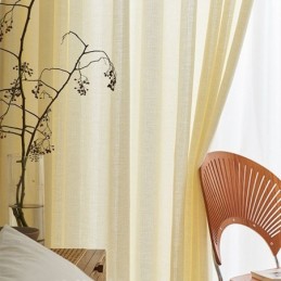 Κουρτίνες Από Βαμβάκι Και Λινό Τούλι Για Σαλόνι Καφέ Μονόχρωμες