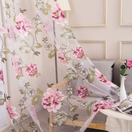 Ευρωπαϊκή Διαφανής Κουρτίνα Κατά Παραγγελία Κουρτίνα Ρουστίκ Λουλούδι Τούλι Για Σαλόνι/Υπνοδωμάτιο