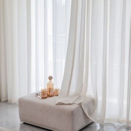 Μοντέρνες Λευκές Κουρτίνες Από Τούλι Με Γεωμετρική Διαφανή Κουρτίνα, Κουρτίνα Κατά Παραγγελία Για Σαλόνι