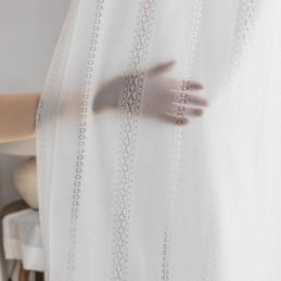 Κλασική Γεωμετρική Οθόνη Παραθύρου Λευκή Κεντημένη Οργάντζα Για Σαλόνι, Κουρτίνα Κατά Παραγγελία