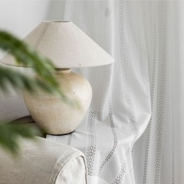 Κλασική Γεωμετρική Οθόνη Παραθύρου Λευκή Κεντημένη Οργάντζα Για Σαλόνι, Κουρτίνα Κατά Παραγγελία