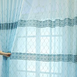 Πολυτελής Κουρτίνα Παραθύρου Με Γεωμετρικό Κέντημα, Υψηλής Ποιότητας, Τούλι, Κατά Παραγγελία