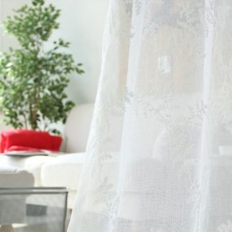 Λευκή Διαφανής Κουρτίνα Κατά Παραγγελία Με Κέντημα Από Τούλι Για Σαλόνι/Υπνοδωμάτιο