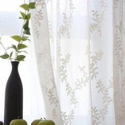 Λευκή Διαφανής Κουρτίνα Κατά Παραγγελία Με Κέντημα Από Τούλι Για Σαλόνι/Υπνοδωμάτιο