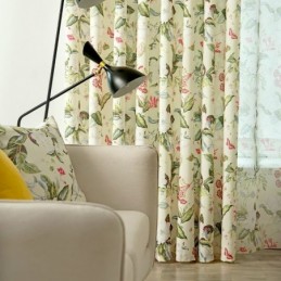 Κουρτίνα Από Βαμβάκι Και Λινό, Κατασκευασμένη Κατά Παραγγελία, Αμερικανικού Στιλ, Φυτικής Εκτύπωσης