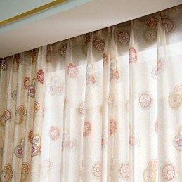 Κουρτίνα Από Βαμβάκι Και Λινό, Κατά Παραγγελία, Αμερικανικού Στιλ, Ημι-Συσκότισης Με Σχέδιο Λουλουδιών