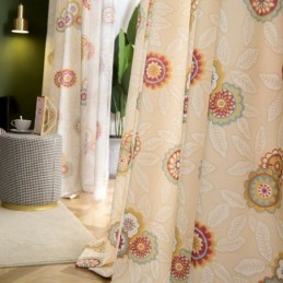 Κουρτίνα Από Βαμβάκι Και Λινό, Κατά Παραγγελία, Αμερικανικού Στιλ, Ημι-Συσκότισης Με Σχέδιο Λουλουδιών
