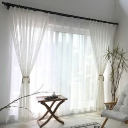 Λευκή Διαφανής Κουρτίνα Κατά Παραγγελία, Μονόχρωμη, Βουάλ Σε Ασορτί Απόχρωση, Σαλόνι, Υπνοδωμάτιο