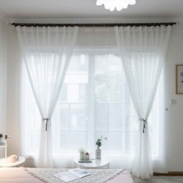 Λευκή Διαπνέουσα Διαφανής Κουρτίνα Κατά Παραγγελία, Μοντέρνα Απλή, Ύφασμα Μελέτης Για Σαλόνι, Υπνοδωμάτιο