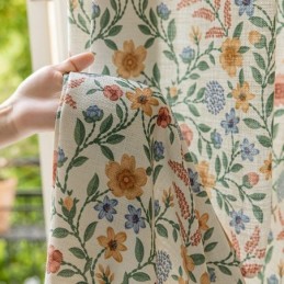 Λινές Κουρτίνες Αμερικανικού Στυλ Μικρή Floral Εκτύπωση