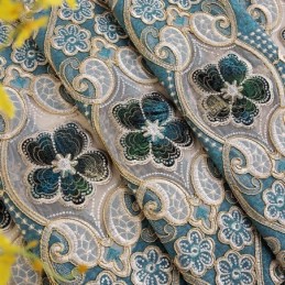 Κουρτίνες Ημι-Συσκότισης Με Ευρωπαϊκό Floral Κέντημα Σενίλ Για Σαλόνι/Υπνοδωμάτιο