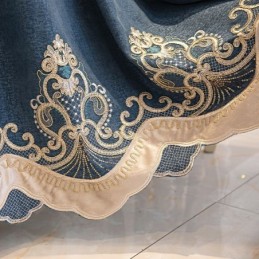Κουρτίνες Ημι-Συσκότισης Με Ευρωπαϊκό Floral Κέντημα Σενίλ Για Σαλόνι/Υπνοδωμάτιο