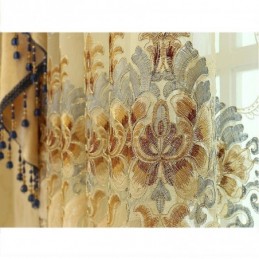 Κουρτίνα Ημι-Συσκότισης Κατά Παραγγελία, Απομίμηση Κασμίρ Με Κέντημα Λουλουδιών Για Σαλόνι