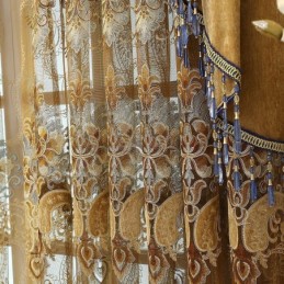 Κουρτίνα Ημι-Συσκότισης Κατά Παραγγελία, Απομίμηση Κασμίρ Με Κέντημα Λουλουδιών Για Σαλόνι