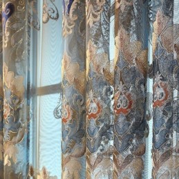 Κουρτίνα Σενίλ Ημισυσκότισης Κατά Παραγγελία Με Κέντημα Ευρωπαϊκού Λουλουδιού, Σαλόνι-Υπνοδωμάτιο
