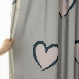 Βαμβακερή Κουρτίνα Κατά Παραγγελία, Σε Σχήμα Καρδιάς, Τυπωμένη, Σκανδιναβική