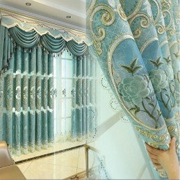 Ευρωπαϊκή Ημι-Κουρτίνα Συσκότισης Κατά Παραγγελία, Κουρτίνα Σενίλ Με Φλοράλ Κέντημα Για Σαλόνι/Υπνοδωμάτιο