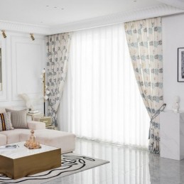 Βαμβακερή Κουρτίνα Κατά Παραγγελία, Κουρτίνα Με Τυπωμένα Φύλλα Σε Σκανδιναβικό Στιλ