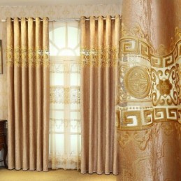 Ημι-Κουρτίνα Συσκότισης Κατά Παραγγελία, Κινέζικο Στυλ, Βελούδινο Κέντημα Twill Για Σαλόνι, Υπνοδωμάτιο
