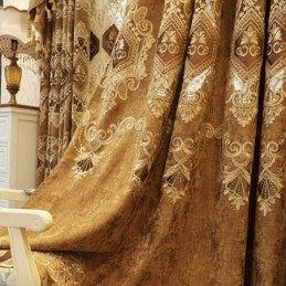 Κουρτίνα Σενίλ Κατά Παραγγελία, Κουρτίνα Με Ευρωπαϊκό Κέντημα Λουλουδιών Για Σαλόνι/Υπνοδωμάτιο