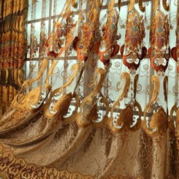 Ημι-Κουρτίνα Συσκότισης Κατά Παραγγελία Κουρτίνα Ευρωπαϊκού Λουλουδιού Με Κέντημα Σαλονιού/Υπνοδωματίου