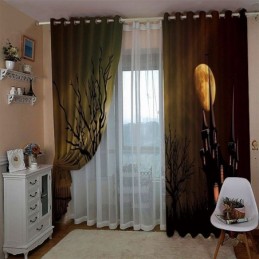 Κουρτίνα Κατά Παραγγελία Κουρτίνα Horror Castle Ψηφιακή Εκτύπωση American Curtains