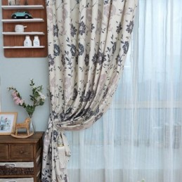 Κουρτίνες Συσκότισης Από Σκανδιναβικό Βαμβάκι Με Τυπωμένα Λουλούδια Για Σαλόνι, Υπνοδωμάτιο