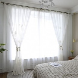 Αναπνέουσα Διαφανής Κουρτίνα Κατά Παραγγελία, Λευκή, Ασορτί Με Κέντημα, Σαλόνι