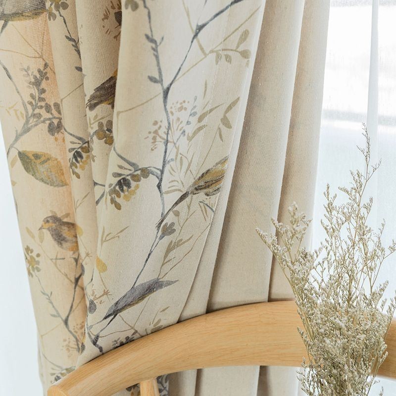 Κουρτίνα Συσκότισης Nordic Linen, Κατασκευασμένη Κατά Παραγγελία, Με Σχέδιο Φυτού Για Σαλόνι, Υπνοδωμάτιο