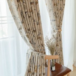 Κουρτίνα Συσκότισης Nordic Linen, Κατασκευασμένη Κατά Παραγγελία, Με Σχέδιο Φυτού Για Σαλόνι, Υπνοδωμάτιο